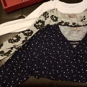(3) Long-sleeve Chico's T-shirts
